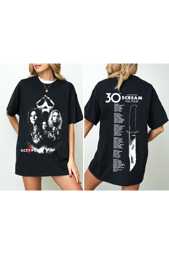 2 side Scream 30th Anniversary Kill Tour T-Shirt, Scream 7 Back And front Unisex Shirt, Scream 7 Tee