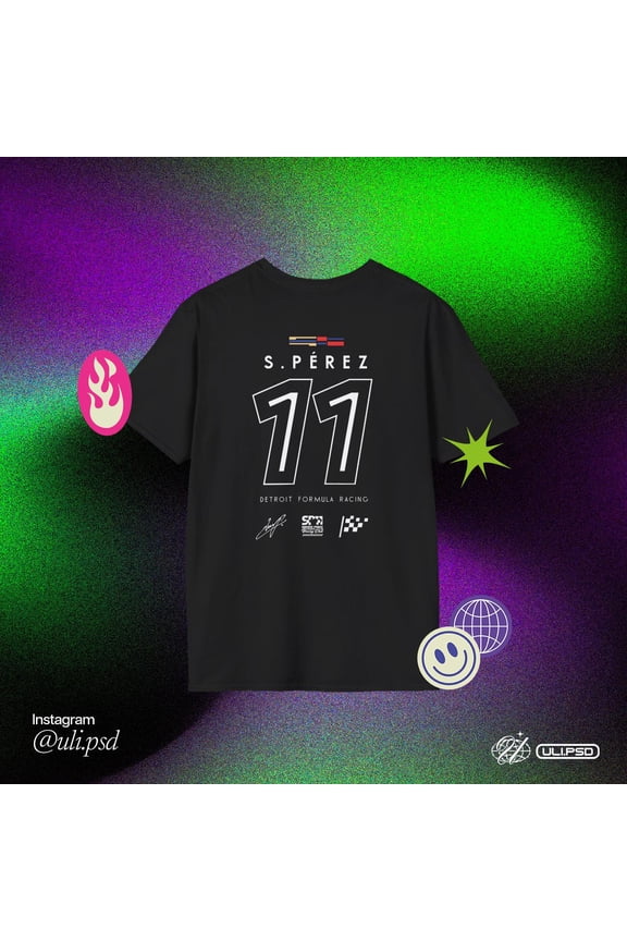 2 side Sergio "Checo" Pérez Racing 11 T-Shirt - Cadillac F1 Formula 1 Team - Sergio Perez Mexico Merch Tommy Hilfiger.