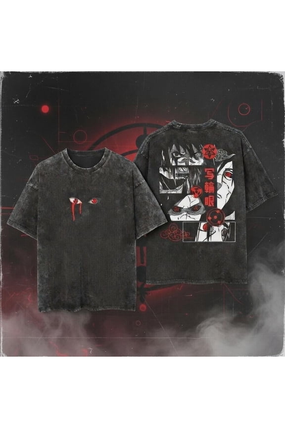 2 side Vintage Anime Graphic Tee, Uchiha Inspired Shirt, Streetwear Manga T-Shirt, Anime Fan Gift;