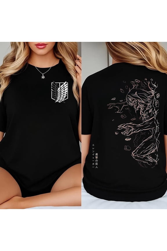 2 sided Attack on Titan Anime T-Shirt Eren Jeager Anime Tee Anime Gift For Him