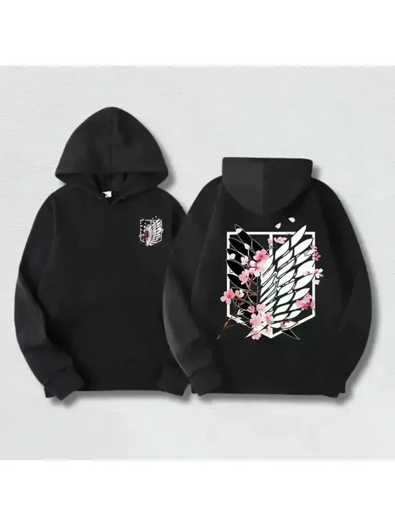2-sided Attack on Titan Graphic Hoodie - Streetwear Clothing, Harajuku Anime Pullover