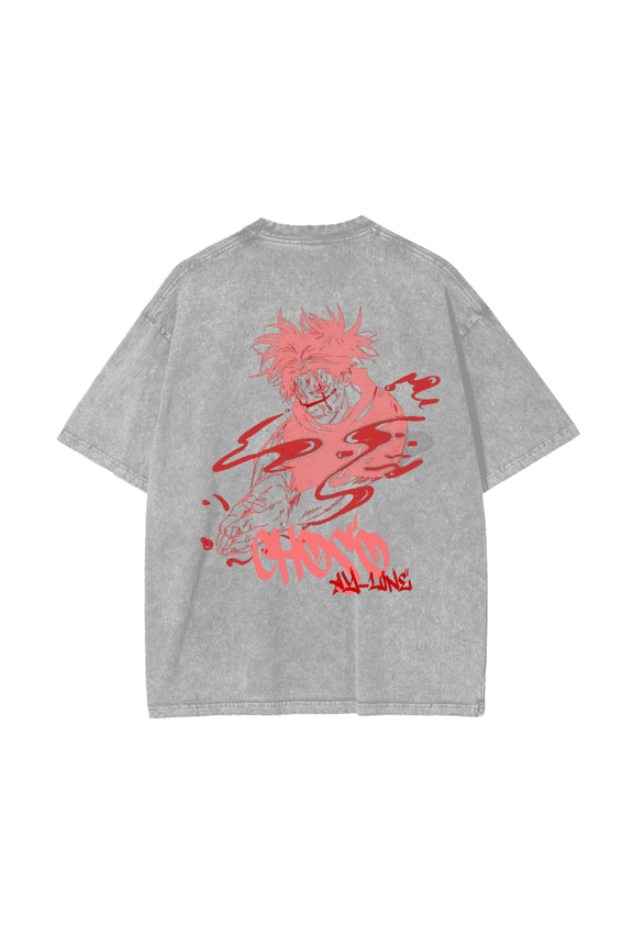 2 sided Crimson Flow Graffiti Streetwear T-Shirt Grey