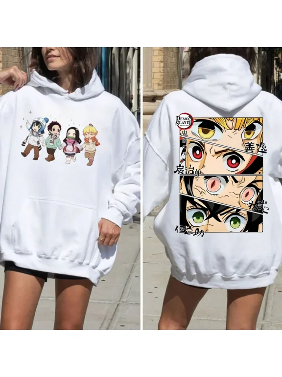 2-sided Demon Slayer Characters Hoodie, Nezuko Tanjiro Inosuke Zenitsu Anime Sweatshirt, Kimetsu No Yaiba Shirt, Unisex Sweater Pullover Tee