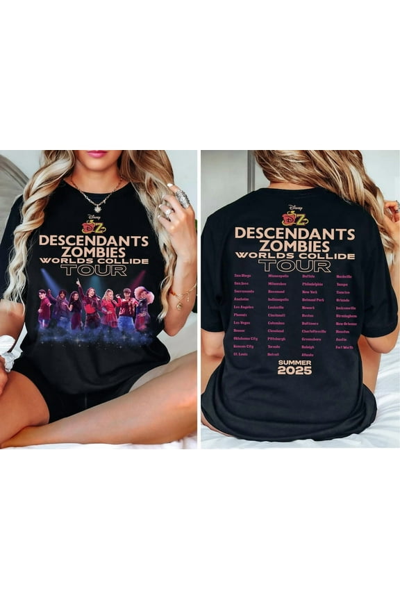 2-sided Descendants Zombies World Tour Shirt, Disney The Rise Of Red Characters Shirt, Descendants Concert Tee