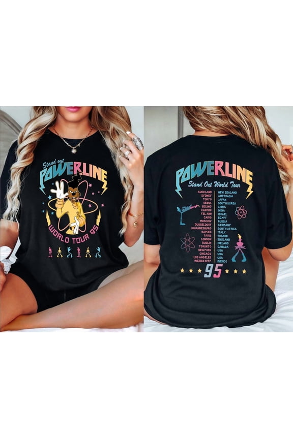 2-sided Disney A Goofy Movie Powerline Stand Out World Tour Shirt, Disneyland Family Matching Tee, Magic Kingdom WDW Birthday 2025 Gift