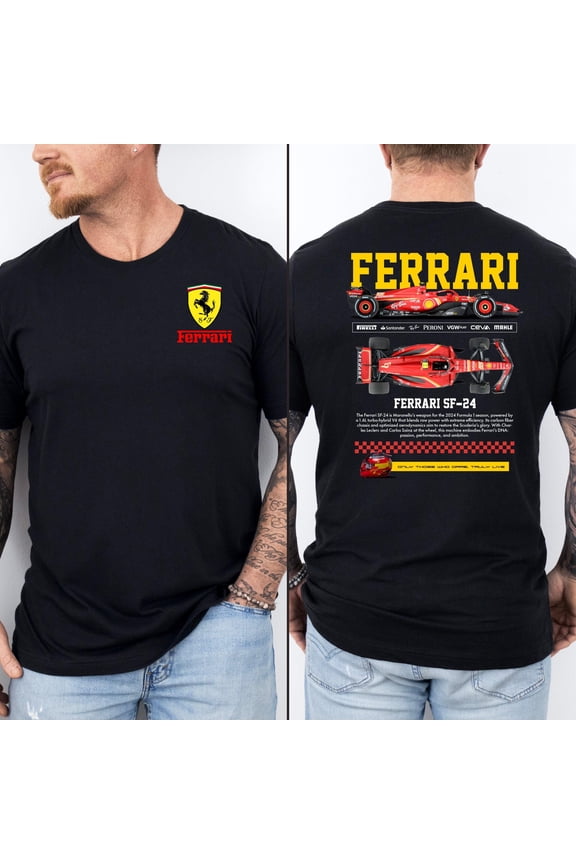 2 sided Ferrari F1 Team T-Shirt, Formula 1 Racing Graphic Tee