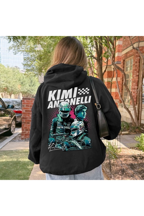 2 sided Kimi Antonelli F1 Hoodie 2026 | Retro AKA12 Racing | Mercedes AMG Formula One Fan Gift