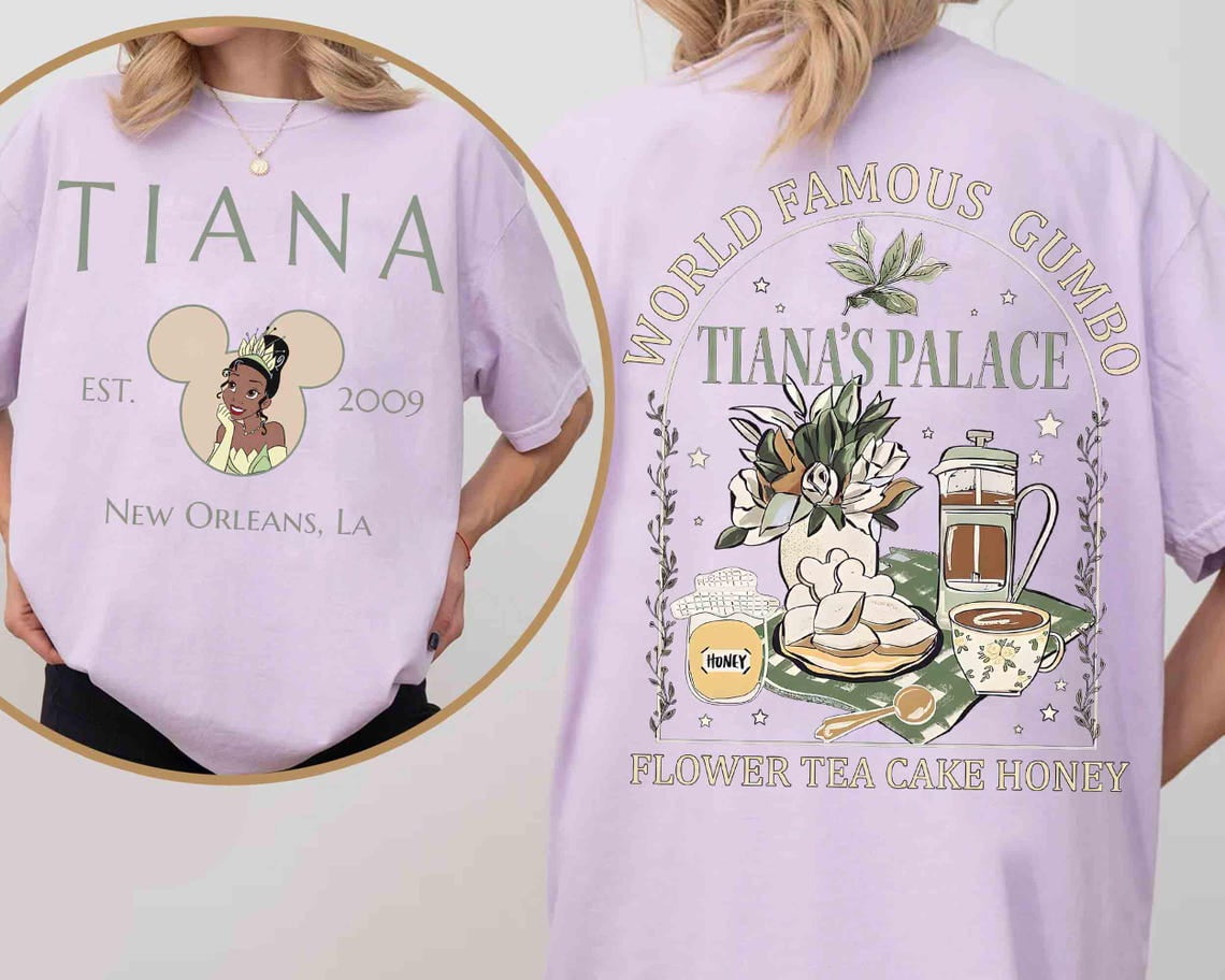 2-sided Tiana's Place New Orleans Comfort Colors T-Shirt, Princess