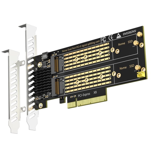 2-slot M.2 PCIe Adapter for 2 M.2 NVMe, No Bifurcation