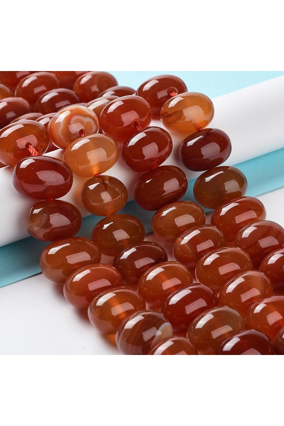 2 strand Natural Agate Beads Strands Dyed Heated Egg FireBrick 15~17x11~12mm Hole: 1.6mm 14~15pcs/strand 6.69~6.89 inch(17~17.5cm)