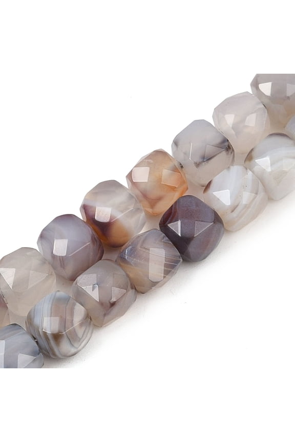 2 strand Natural Botswana Agate Beads Strands Faceted Cube 6.5~7.5x6.5~7.5x6.5~7.5mm Hole: 1mm 56pcs/strand 15.55''(39.5cm)