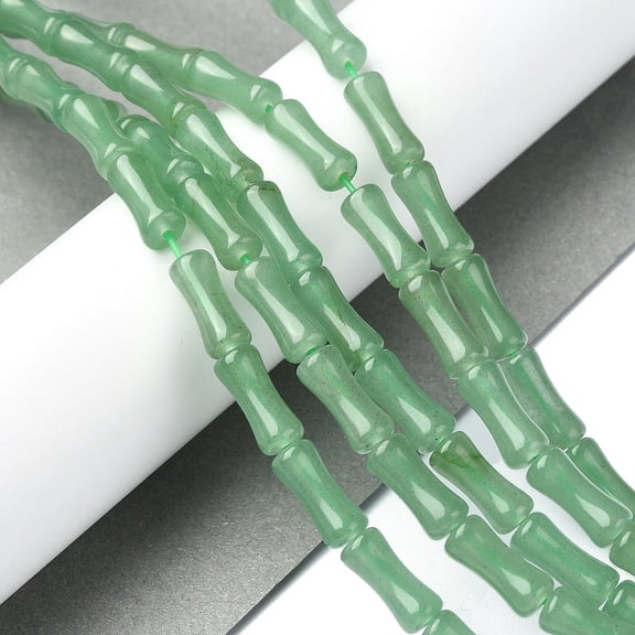 2 strand Natural Green Aventurine Beads Strands Bamboo Stick 12x5mm Hole: 1.2mm 32pcs/strand 14.88 inch(37.8cm)