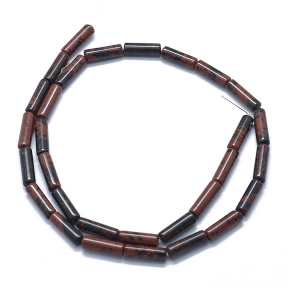 2 strand Natural Mahogany Obsidian Beads Strands Column 11~15x3.5~4.5mm Hole: 1~1.2mm 28~30pcs/strand 15.1~15.9 inch(38.5~40.5cm)
