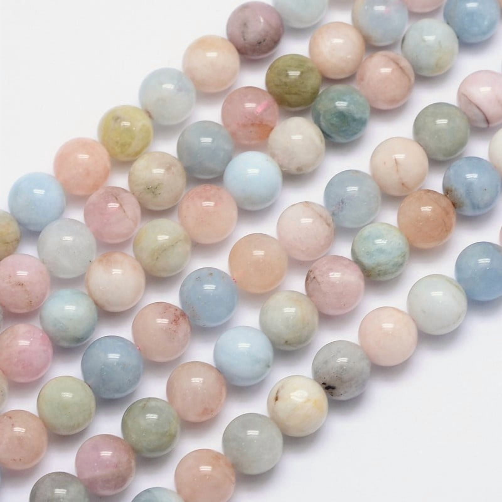 2 strand Natural Morganite Round Bead Strands 10mm Hole: 1mm 40pcs/strand 15.5 inch