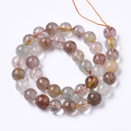 2 strand Natural Rutilated Quartz Beads Strands Round 10.5mm Hole: 0.9mm about 38pcs/strand 15.35 inch(39cm)