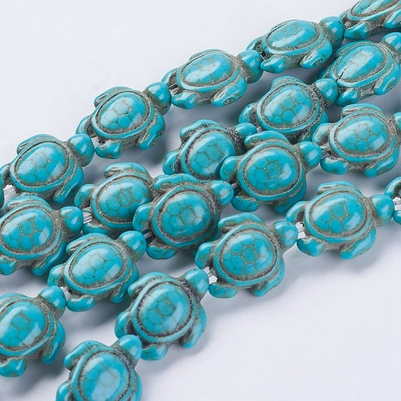 2 strands Turquoise Beads Strands Turtle Dyed Heated Dark Turquoise 18.5x15x8mm Hole: 1.5mm 22pcs/strand 14~14.5 inch