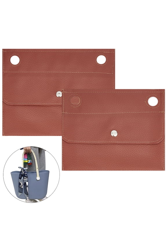 2 styles PU Leather Purse organizer Liner Rectangle Shoulder bag Organiser Inserts Clutch Crossbody Conversion Kit with Eyelets for Handbag Purse Envelope Organizer Insert Brown Imitation Leather