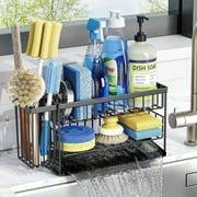 Moforoco 2 Tier Kitchen Sink Caddy Organzier Rack with Flexible Dish Brush Holder,Sponge Holder for Kitchen Sink Countertop Organization Storage,Home Decor Accessories Essentials Stainless Steel