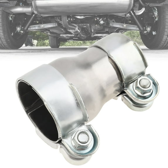 2 to 2.5 Inch Carbon Steel Reducing Pipe Exhaust Pipe Adapter for Most Cars, Double Clamp Exhaust Adapter