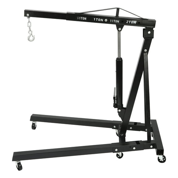 Engine Hoist Cherry Picker 2 Tons Max Weight Hydraulic Carbon Steel Crane Lifting Hoist Black
