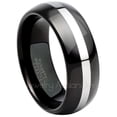 thumbnail image 1 of 2-tone Tungsten Ring - 8mm Polished Black IP Comfort Fit Dome Tungsten Carbide Wedding Ring - Men's Tungsten Anniversary Ring - TN115s6, 1 of 3