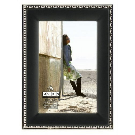 2-tone black frame with caviar bead trim by Malden - 4x6