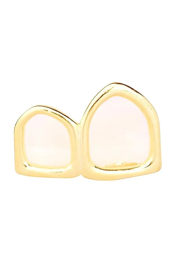 2 tooth Grill - one size fits all - HOLLOW RIGHT gold