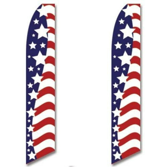 2 two Pack Tall Swooper Flags USA America American Stars Stripes