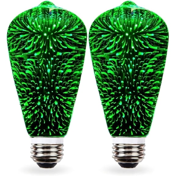 2 watt LED Light Bulb - Fairy Like Fireworks ST19 - General Purpose Green LED Light Bulb - UL Approved - Uses 2 Watts of Energy, 110 Volts, Instant On, Average Life 10,000 Hours
