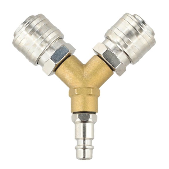 2-way Compressed Air Distributor Y Splitter 1/4 Inch Air Hose Quick Coupler Distributor With 2 Couplings Alloy Connector