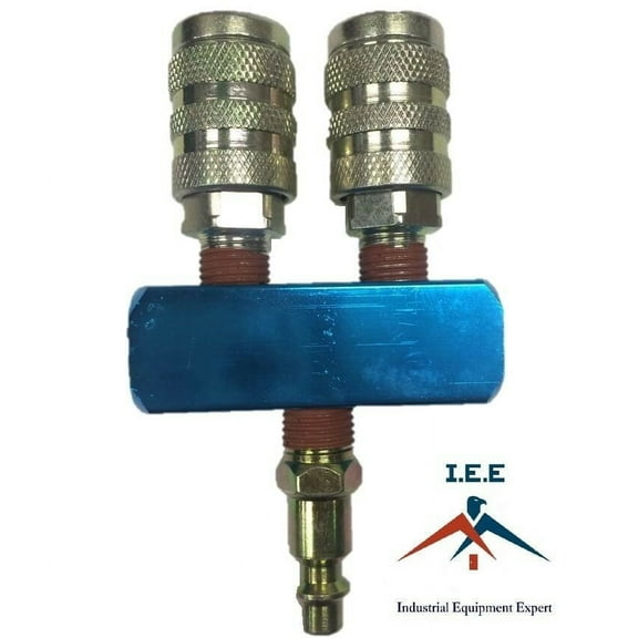 2 way Quick Connect 2 M Style Coupler Air Fitting Manifold with one plug