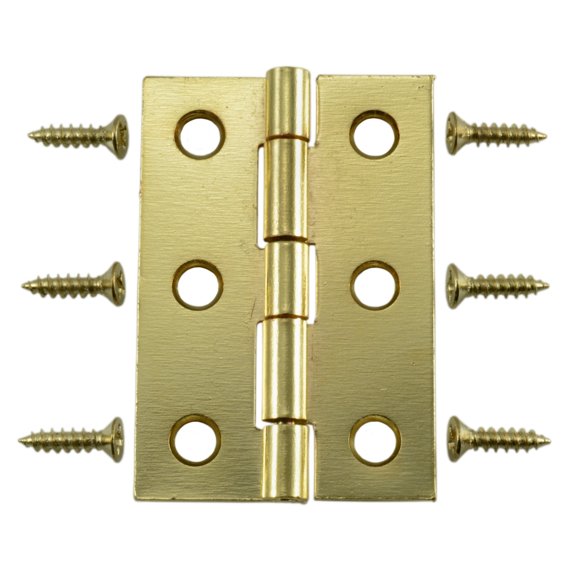 2 x 1-3/8" Bright Brass Plated Steel Butt Hinges (4 pcs.)