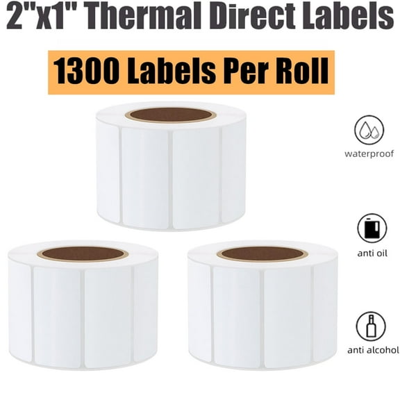 2" x 1" 51mm x 25mm Direct Thermal Label Multipurpose Shipping Address UPC FNSKU FBA Barcodes Stickers for Zebra 2844 & Rollo Desktop Label Printer (1300 Labels/Roll) 3 Rolls