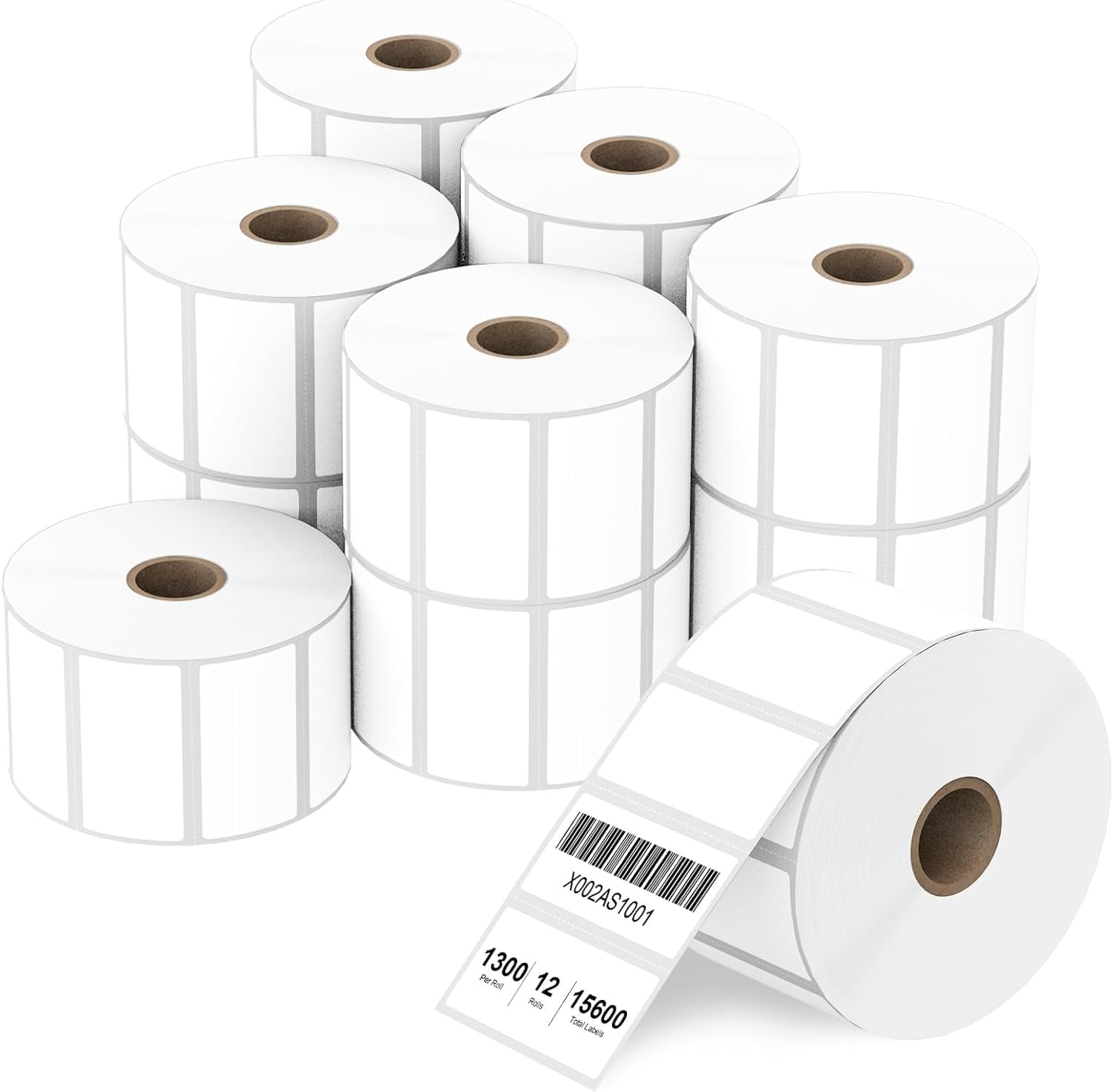 2" x 1" Direct Thermal Label, Paper for Barcodes Postage Address Perforated & Compatible with , Zebra, , Printers(12 Rolls, 1300 Labels/Roll)