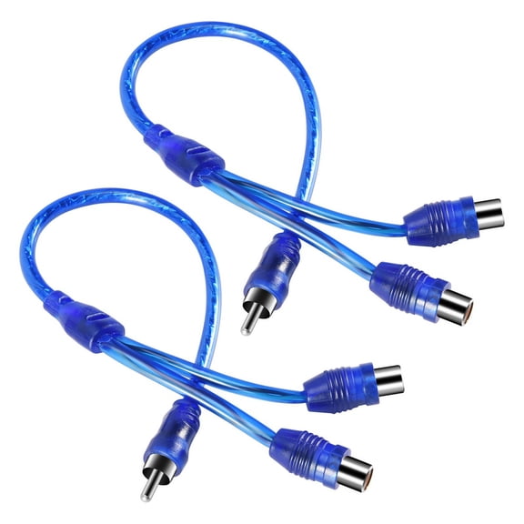 2 x 1 Male To 2 Female Splitter Y Adapter Cable-blue