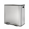 thumbnail image 1 of 2 x 10.6 Gallon Stainless Steel Double Trash Can with Lid for Kitchen, Large Dual Trash and Recycle Bin Combo, Step-on Kitchen Metal Garbage Cans, PP Inner Buckets, Liner Rim, Matte Silver, 1 of 6