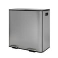 thumbnail image 1 of 2 x 10.6 Gallon Stainless Steel Double Trash Can with Lid for Kitchen, Large Dual Trash and Recycle Bin Combo, Step-on Kitchen Metal Garbage Cans, PP Inner Buckets, Liner Rim, Matte Grey, 1 of 6