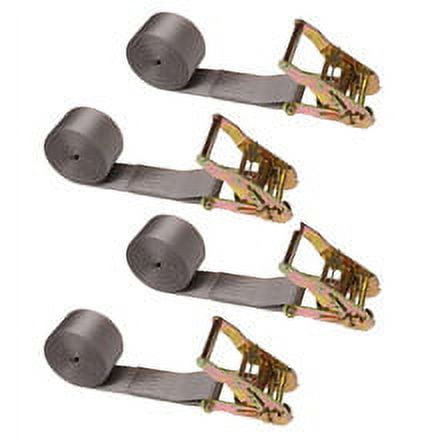 2" x 10' Gray Endless Ratchet Strap w/ Interior Wide Ratchet - 4 Pac