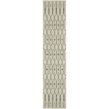 2â€™ x 10â€™ Ivory and Gray Geometric Runner Rug
