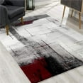 thumbnail image 1 of 2 x 10 ft. Gray & Burgundy Abstract Runner Rug, 1 of 1