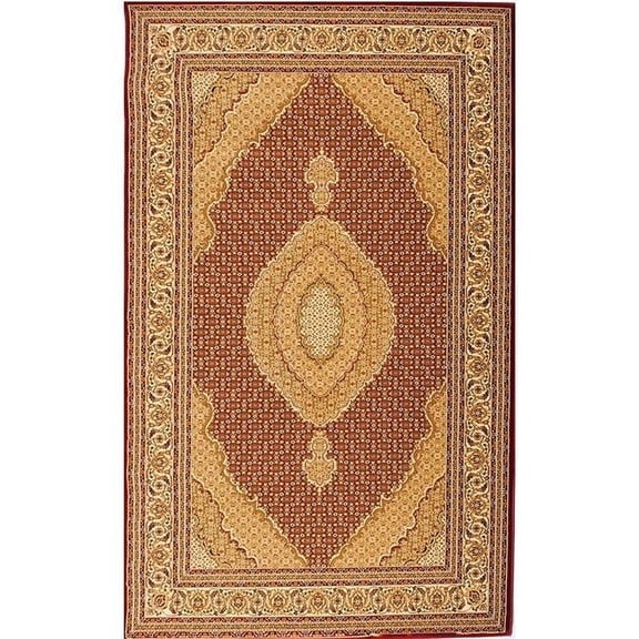 2 x 10 ft. Red & Beige Medallion Runner Rug