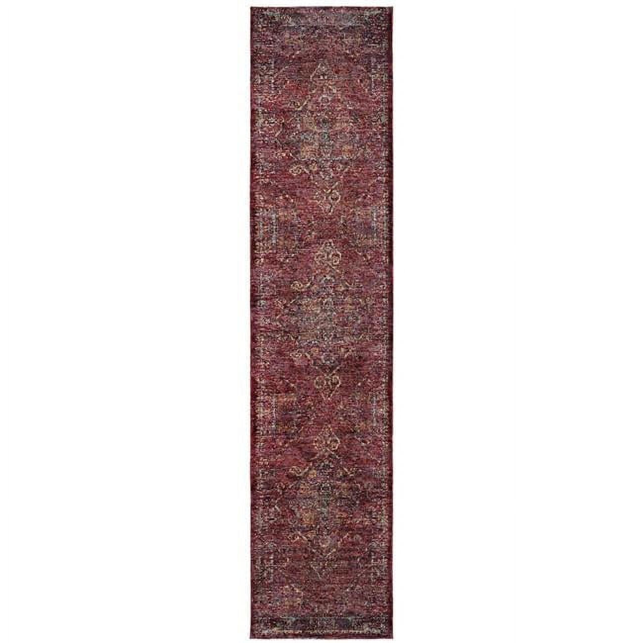 2 x 10 ft. Red & Gold Oriental Power Loom Stain Resistant Runner Area ...