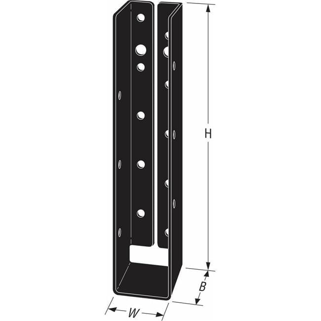 2 x 10 in. Black Powder Coated Galvanized Steel Light Joist Hanger