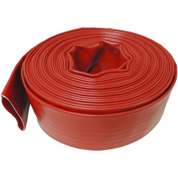 2" x 100' High Pressure Red Lay Flat Discharge and Backwash Hose
