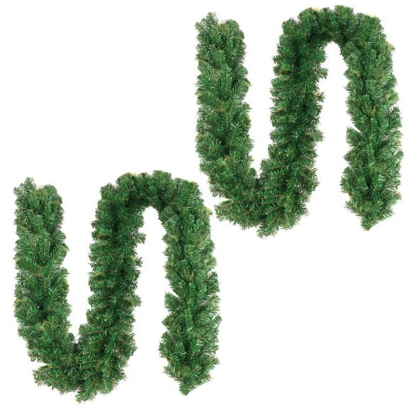 2 x 10Ft Christmas Garland Greenery for Stairs Railing Fireplace Mantle Front Door Porch Holiday Wedding Party Decor