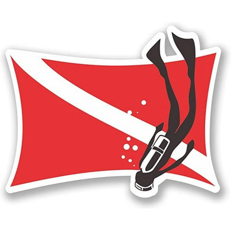 2 x 10cm Scuba Diving Flag Vinyl Stickers