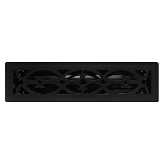 2" x 12" (3.5" x 13.25" Overall Size) Flat Black Victorian Register with Damper (HVAC Vent Cover)