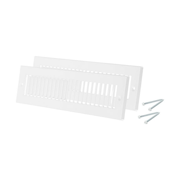 2" x 12" Duct Opening Vent Cover, 2 Pcs Toe Kick Vent Cover HVAC for Wall Floor, White-Outer Size: 3.4" x 13.4"