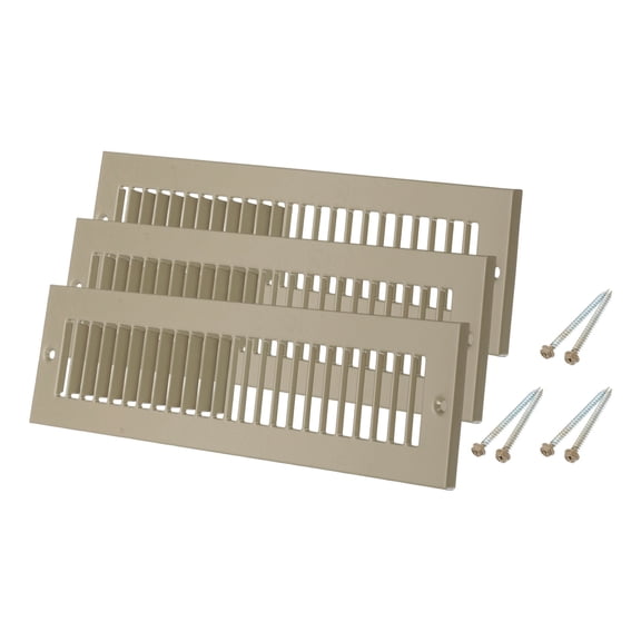 2" x 12" Duct Opening Vent Cover, 3 Pcs Toe Kick Vent Cover HVAC for Wall Floor, Brown-Outer Size: 3.4" x 13.4"