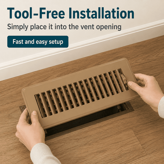 2" x 12" Floor Registers, 6 Pack Brown Steel Adjustable Air Supply Vent Covers for Floors and Sidewalls, Overall Size 13.5" x 3.74"